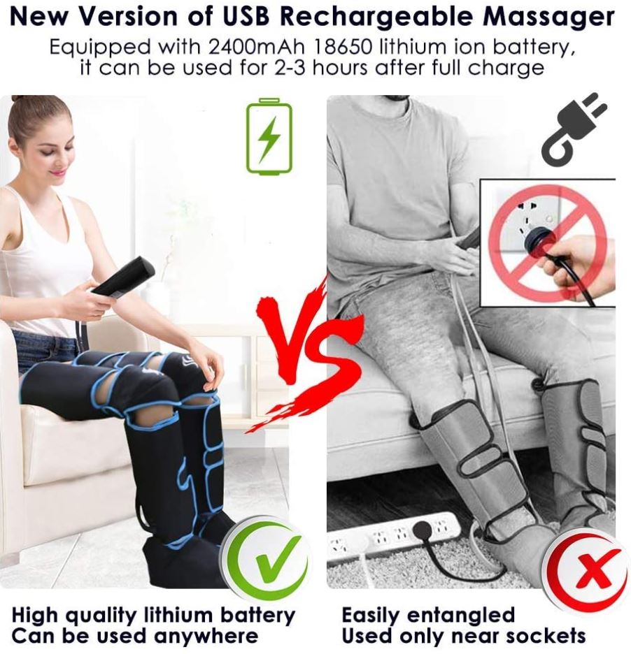 Air Compression Leg Massager Wraps for Circulation & Pain Relief