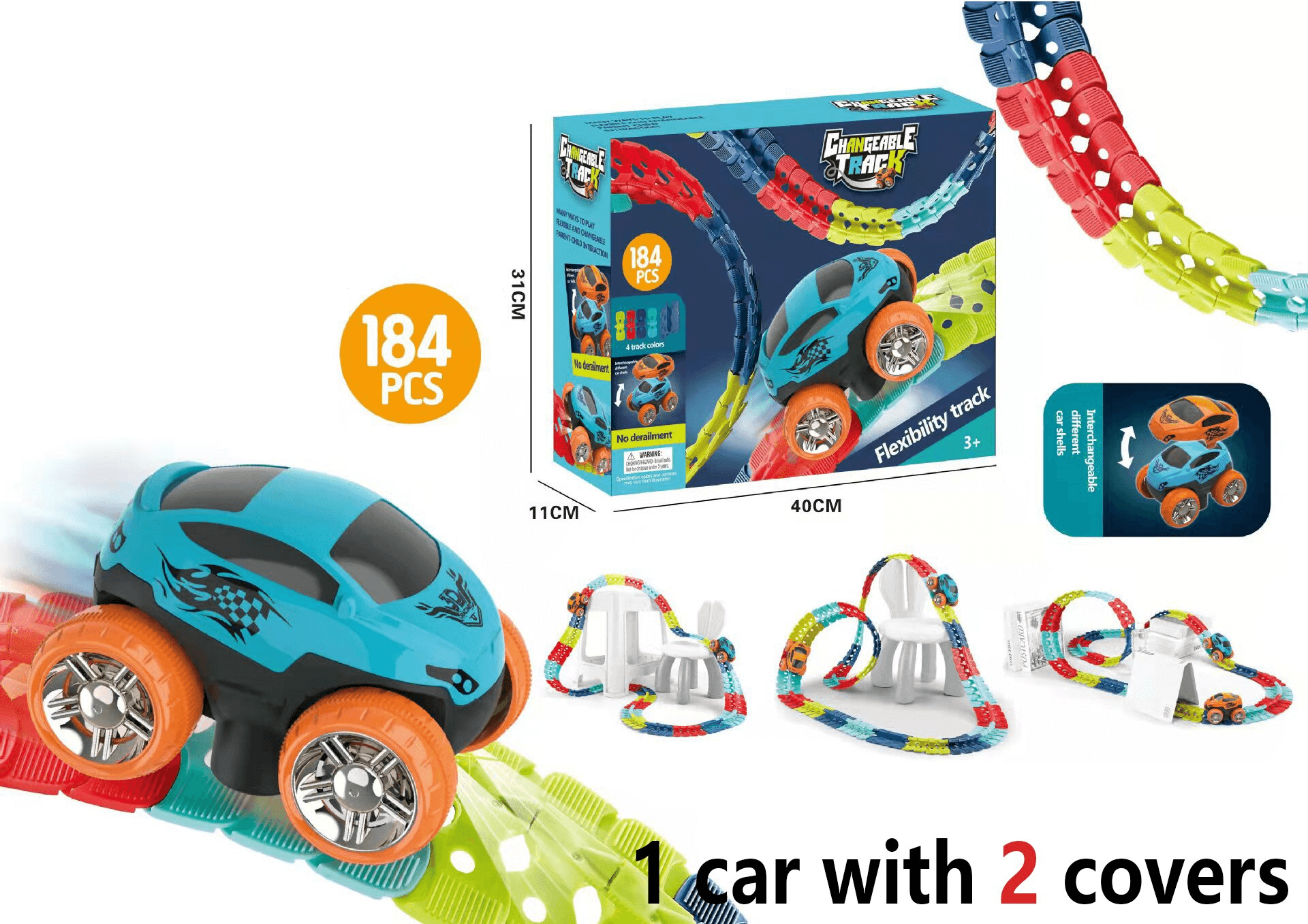 Changeable Track with LED Light-Up Race Car