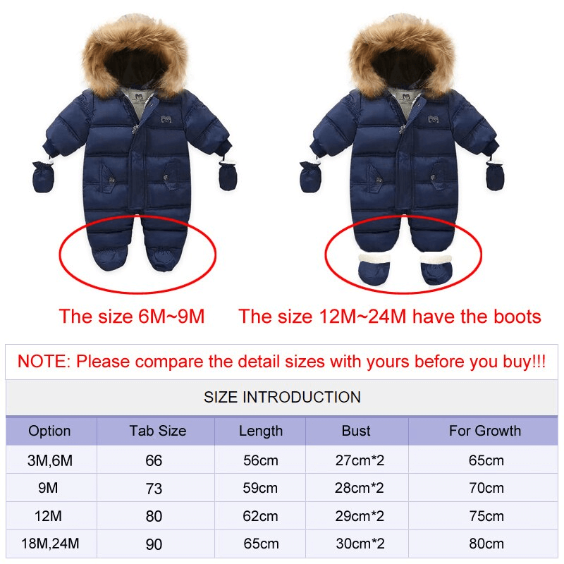Padded Baby Snowsuit With Fleece Fur Lining