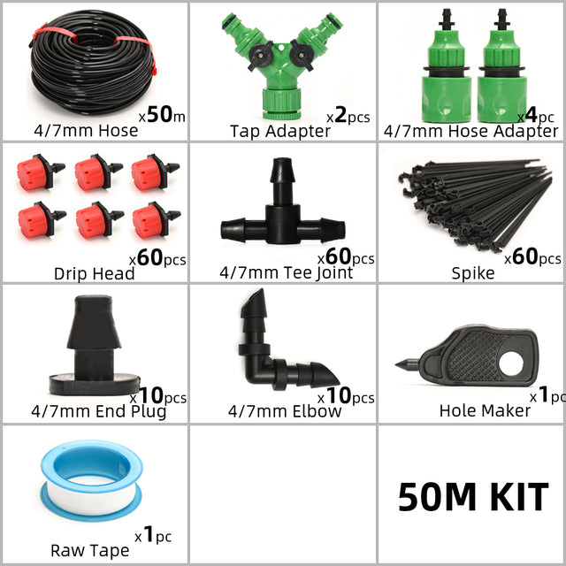 Automatic Garden Watering System - 50 Meter Drip Irrigation System