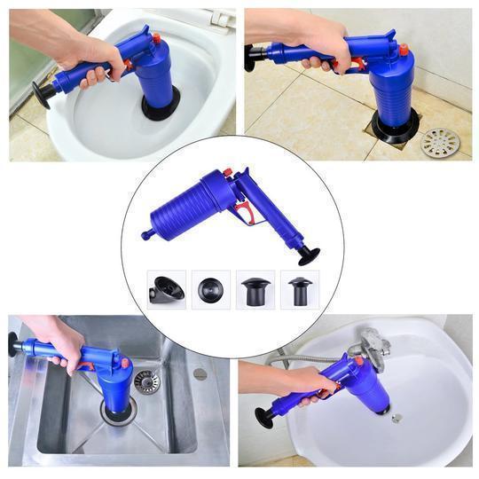 Toilet Plunger, Drain Clog Remover Tool with 4 Sized Suckers, High Pressure  Air Drain Blaster Gun, Tub Drain Cleaner Opener, Sink Plunger for Bathroom