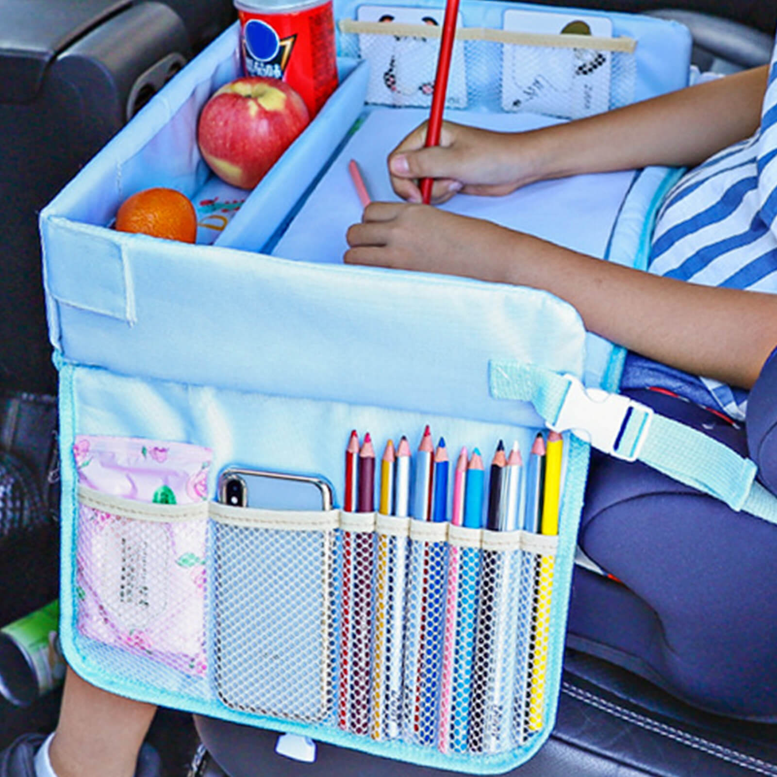 Car Seat Organizer Storage Waterproof Kids Travel Tray